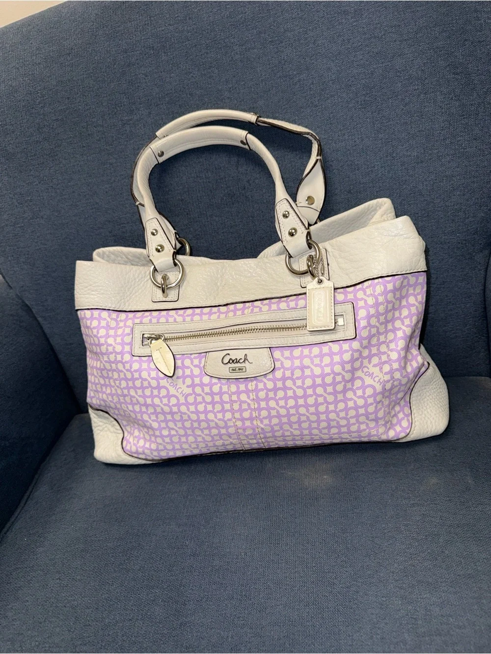 Coach Penelope Op Art Leather Large Tote model 13453 (purple) - Picture 1 of 7